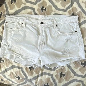Ralph Lauren denim and supply distressed white boyfriend cut offs. Size 32.